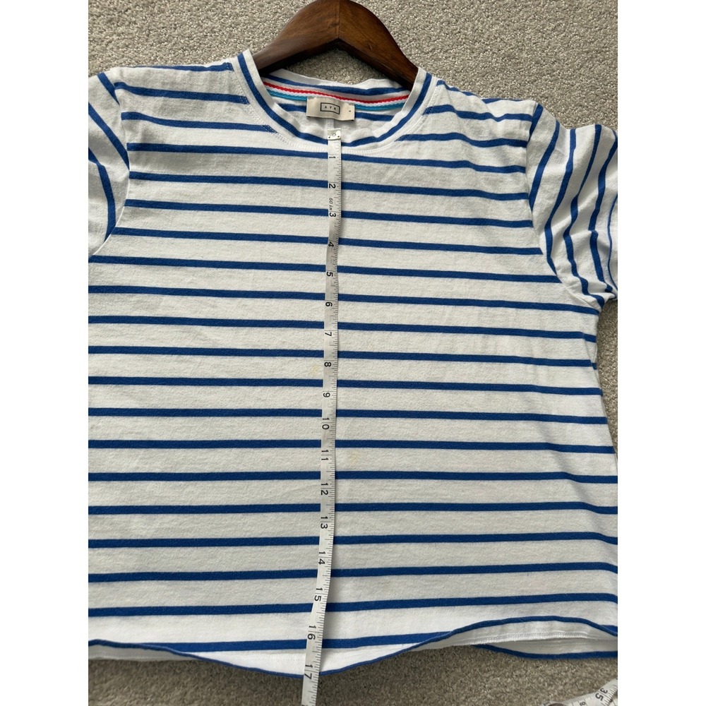 AYR Nautical Stripe T-Shirt Size S White Blue Pima Cotton - Picture 6 of 8